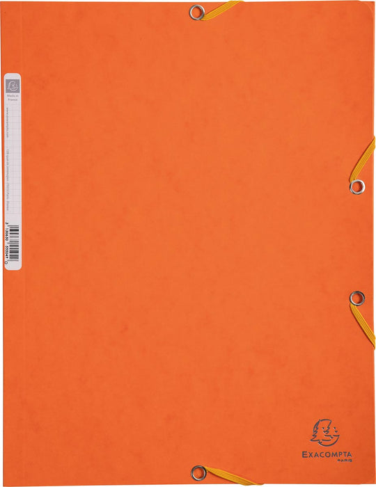 Exacompta elastomap van karton, A4 formaat, 3 kleppen, set van 3 stuks in 3 tinten oranje (Zon)