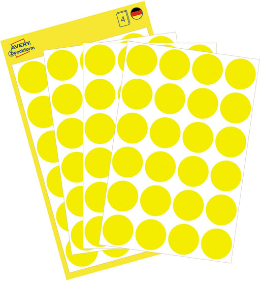 Avery Ronde etiketten diameter 18 mm, geel, 96 stuks 10 stuks, OfficeTown