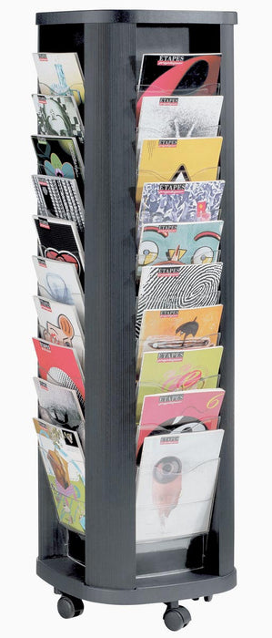 Mobiele folderhouder Carrousel van Paperflow met polystyreen legborden