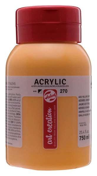 Talens Art Creation acrylverf 750 ml fles, donker azogeel met sneldrogende en watervaste eigenschappen