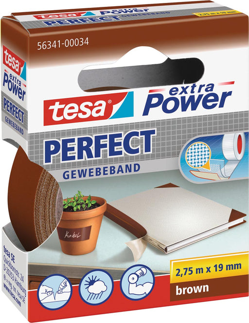 Tesa extra Power Perfect, ft 19 mm x 2,75 m, bruin 10 stuks, OfficeTown