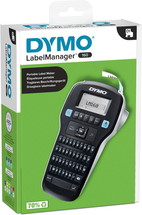 Dymo LabelManager 160P beletteringsysteem, azerty-toetsenbord met LCD-display
