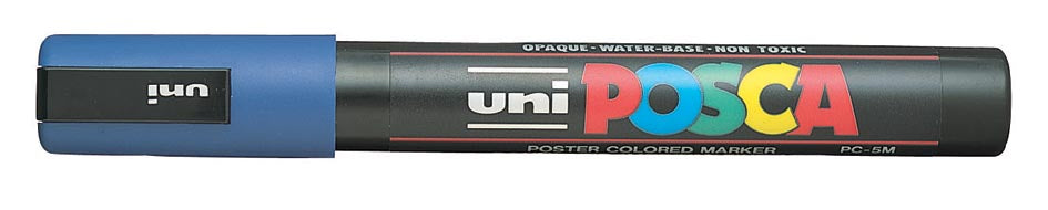 uni-ball Verfmarker op Waterbasis Posca PC-5M donkerblauw met Schrijfbreedte 1,8 - 2,5 mm