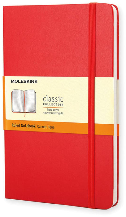 Moleskine notitieboek, ft 9 x 14 cm, gelijnd, harde cover, 192 blad, rood