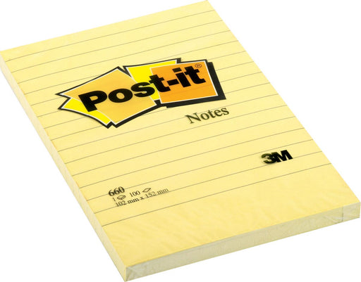 Post-it Notes, ft 102 x 152 mm, geel, gelijnd, blok van 100 vel 6 stuks, OfficeTown