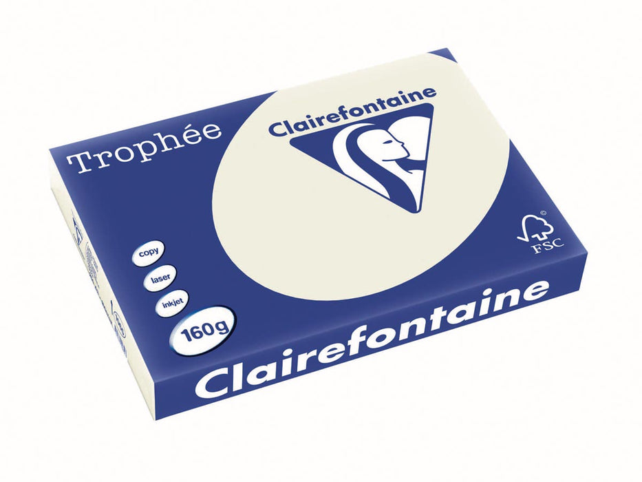 Clairefontaine Trophée Pastel, gekleurd papier, A3, 160 g, 250 vel, parelgrijs