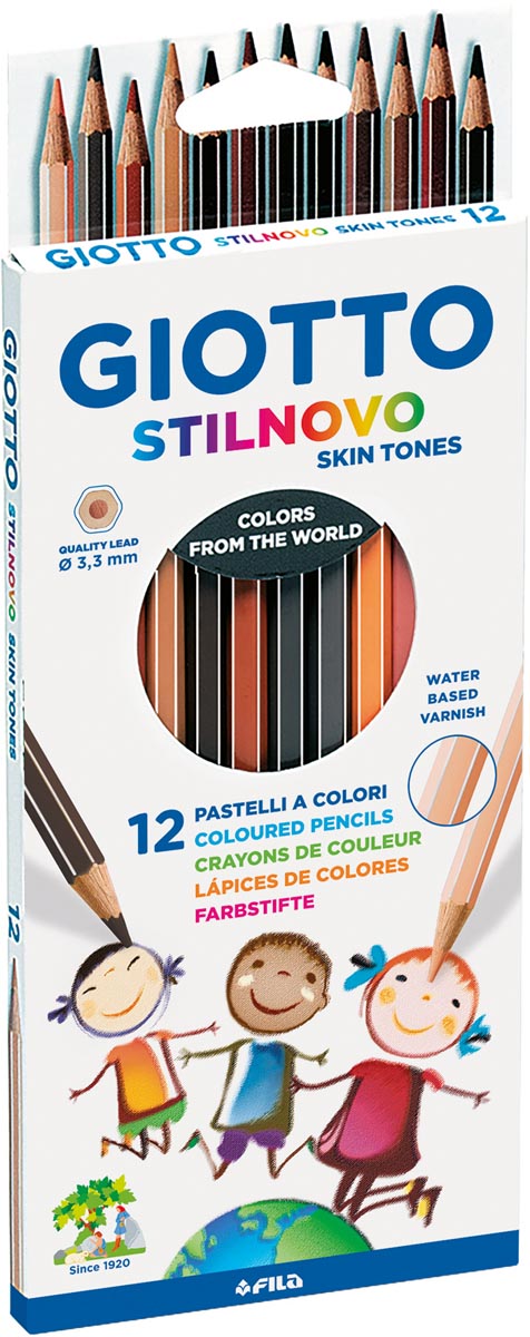 Giotto Stilnovo Skin Tones kleurpotloden, ophangbaar kartonnen etui met 12 potloden 10 stuks, OfficeTown