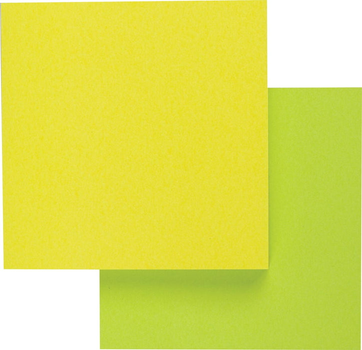 Notitieblokken van Pergamy, ft 76 x 76 mm, 2 stuks, neon geel en neon groen