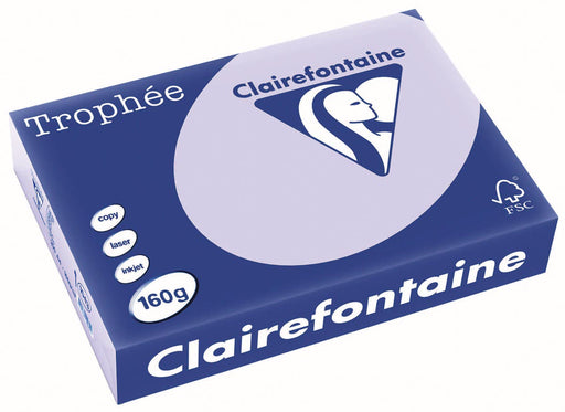 Clairefontaine Trophée Pastel, gekleurd papier, A4, 160 g, 250 vel, lila 4 stuks, OfficeTown