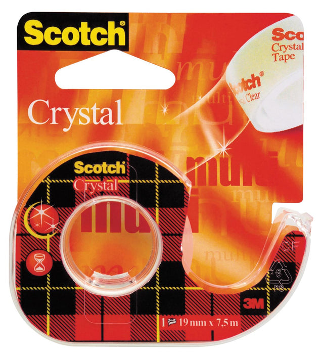 Scotch Plakband Crystal ft 19 mm x 7,5 m, blister met 1 afroller met 1 rolletje -> Transparante Plakband met Afroller - 19 mm x 7,5 m