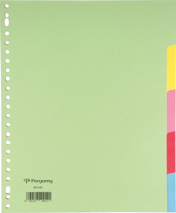 Tabbladen van gekleurd karton, A4+ formaat, 23-gaatsperforatie, geassorteerde kleuren, 5 tabs 50 stuks