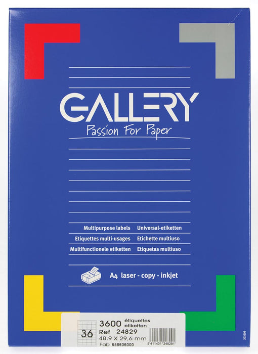 Gallery witte etiketten, 48,9 x 29,6 mm, doos van 3.600 etiketten