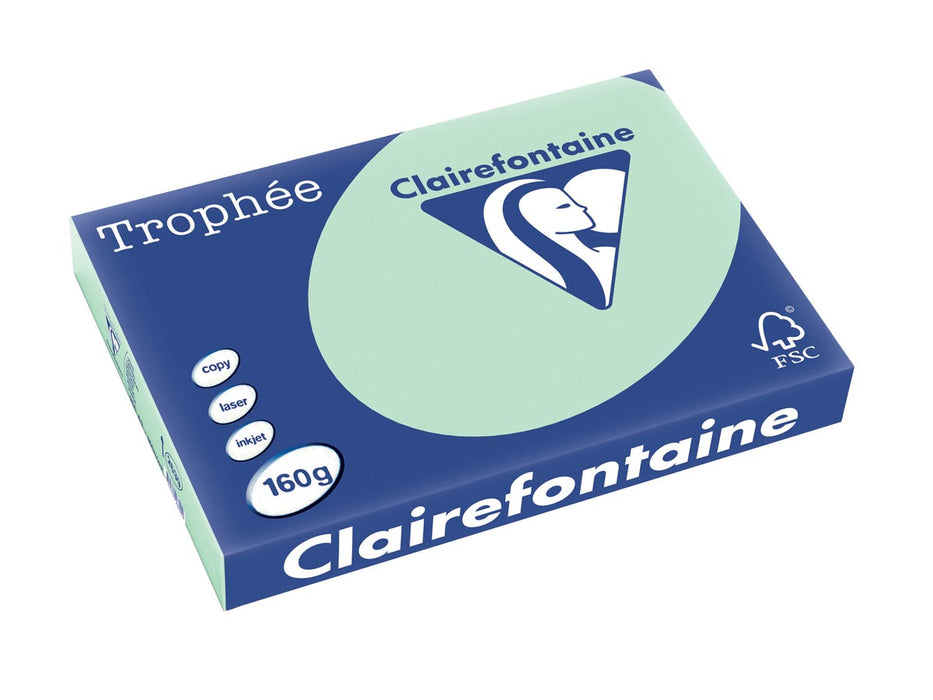 Clairefontaine Trophée Pastel, gekleurd A3-papier, 160 g, 250 vellen, groen