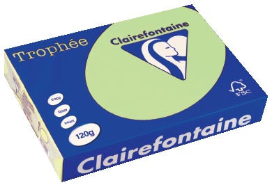 Clairefontaine Trophée Pastel, gekleurd papier, A4, 120 g, 250 vel, groen 5 stuks