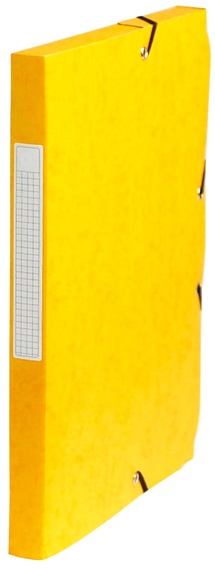 Pergamy elastobox, rug van 2,5 cm, geel 10 stuks, OfficeTown