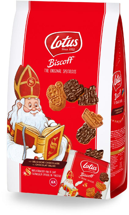 Lotus speculoos Sinterklaaskoekjes met chocolade, pak van 6 x 25 g 16 stuks