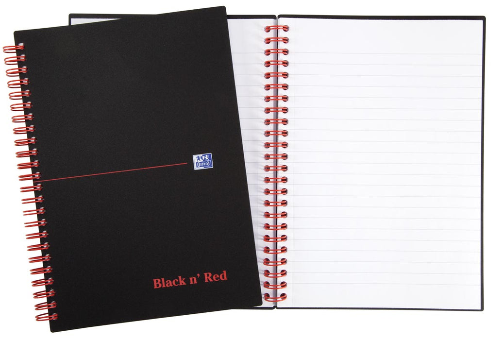 Oxford ZWART N' ROOD spiraalblok kunststof, 140 pagina's ft A5, gelinieerd ft 14,8 x 21 cm (A5)