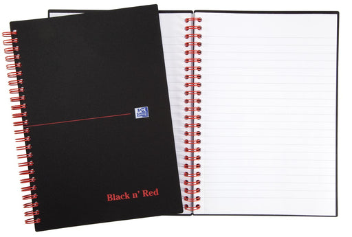 Oxford BLACK N' RED spiraalblok kunststof, 140 bladzijden ft A5, gelijnd 5 stuks, OfficeTown