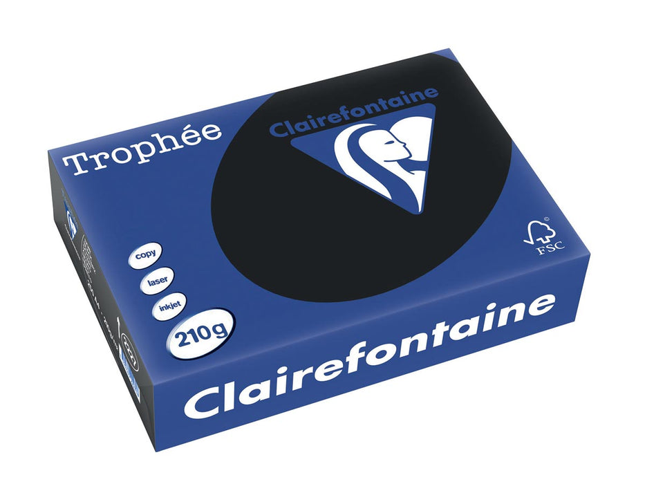 Clairefontaine Trophée Pastel, gekleurd papier, A4, 210 g, 250 vel, zwart