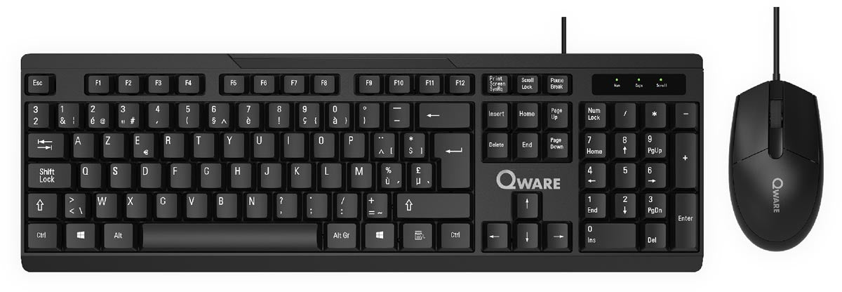 Qware Hamilton toetsenbord, qwerty met muis voor beide handen
