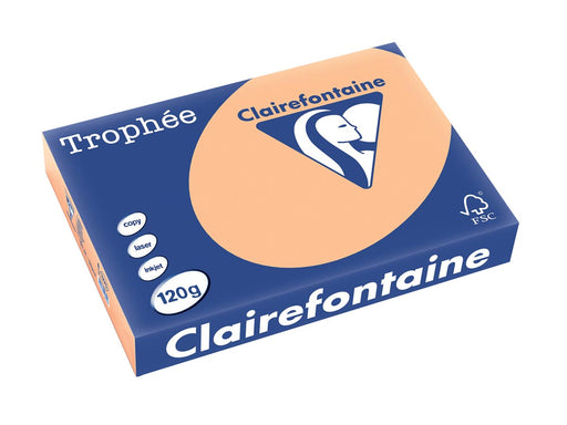 Clairefontaine Trophée Pastel, gekleurd papier, A4, 120 g, 250 vel, abrikoos 5 stuks, OfficeTown