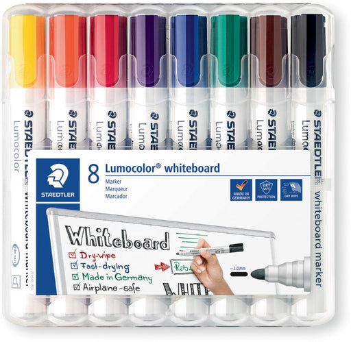 Staedtler whiteboardmarker Lumocolor, etui van 8 stuks in geassorteerde kleuren 5 stuks, OfficeTown