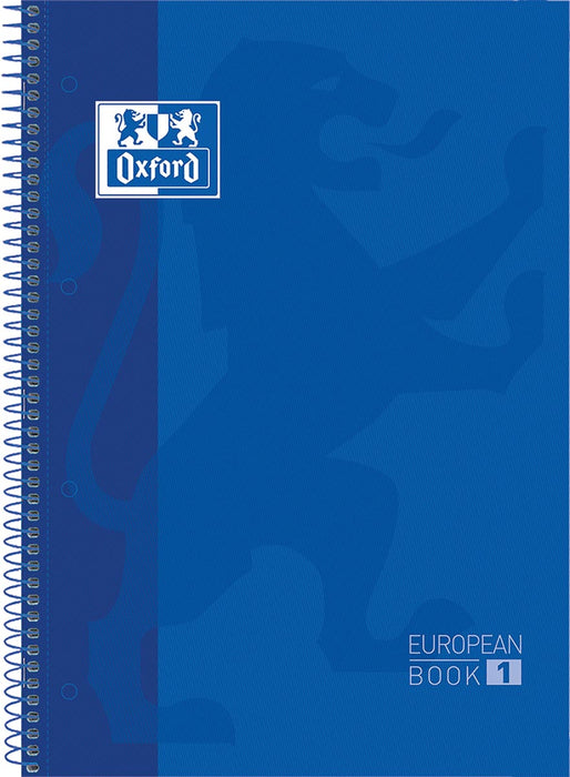 Oxford School Classic Europeanbook spiraalblok, ft A4+, 160 bladzijden, geruit 5 mm, donkerblauw 5 stuks, OfficeTown