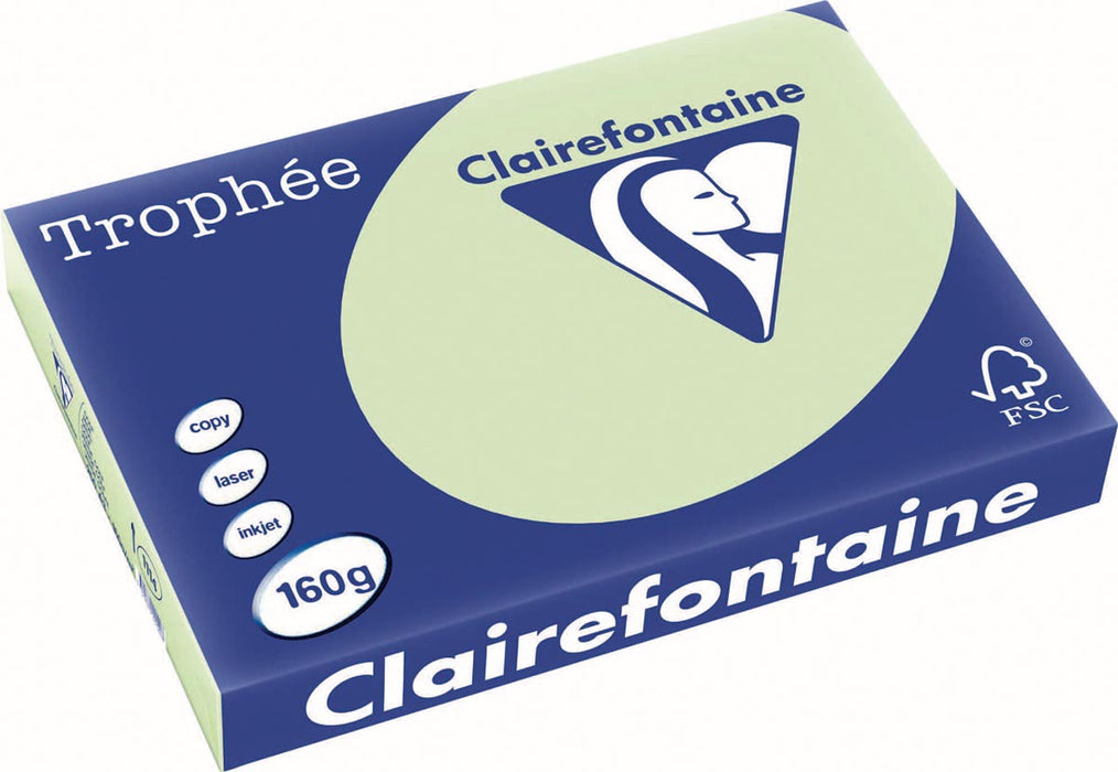 Clairefontaine Trophée Pastel, gekleurd papier, A3, 160 g, 250 vel, golfgroen