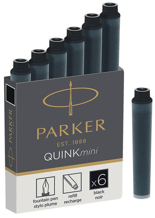 Parker Quink Mini inktcartridges zwart, verpakking van 6 stuks