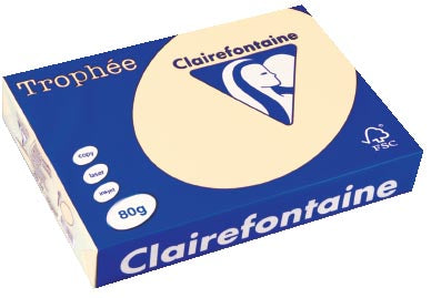 Clairefontaine Trophée gekleurd papier, A4, 80 g, 500 vel, ivoor 5 stuks, OfficeTown