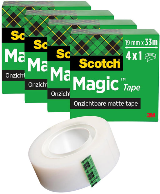 Scotch Magic Tape plakband ft 19 mm x 33 m, pak van 4 rollen 36 stuks, OfficeTown
