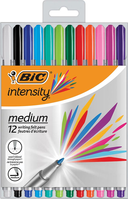 Bic fineliner Intensity, medium, set van 12 inktstiften in verschillende kleuren