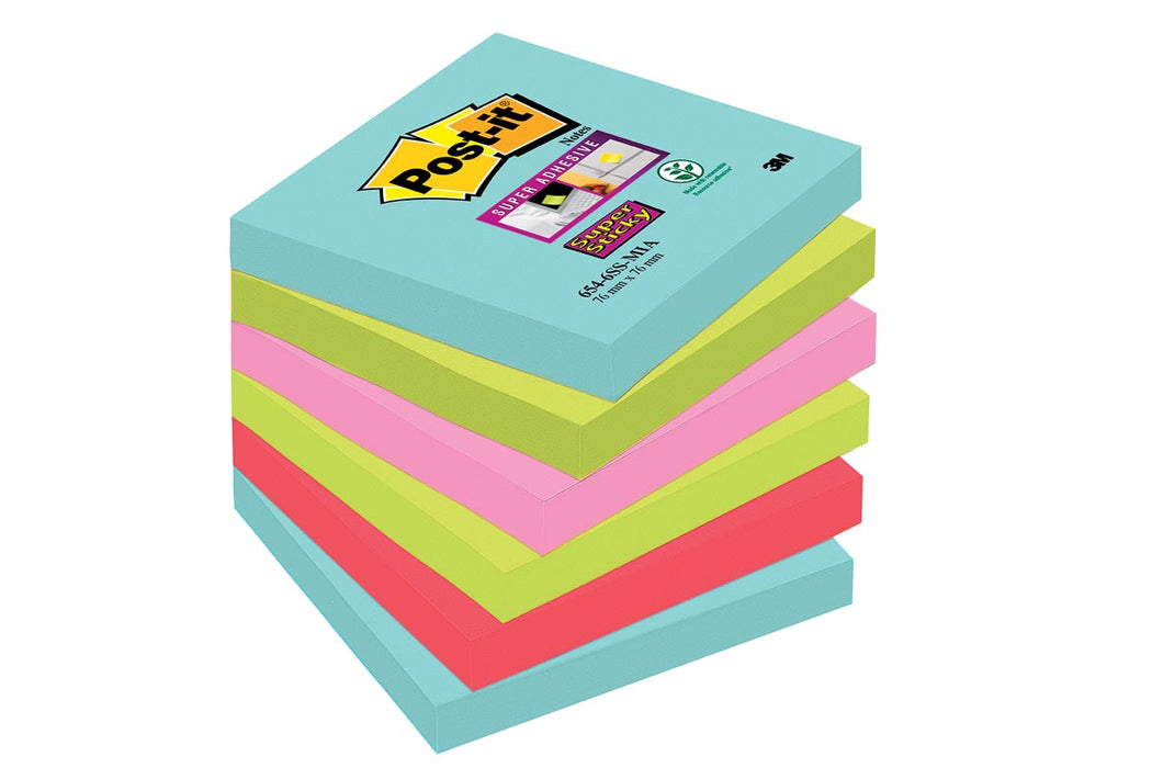 Post-it Super Sticky Notes Cosmic, 90 vellen, afmetingen 76 x 76 mm, verpakking van 6 blokken