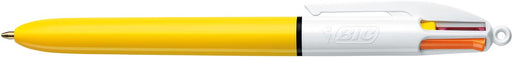 Bic 4 Colours Sun, balpen, 0,32mm, 4 fashion inktkleuren, lichaam geel 12 stuks, OfficeTown