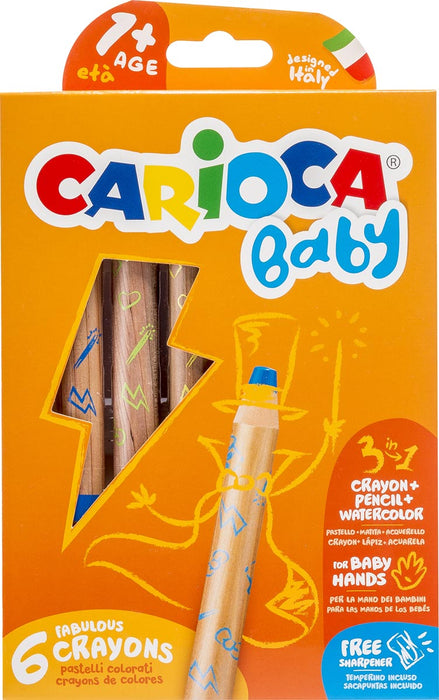 Carioca driekleurig kleurpotlood Baby 3-in-1, gevarieerde kleuren, 6 stuks in een kartonnen etui