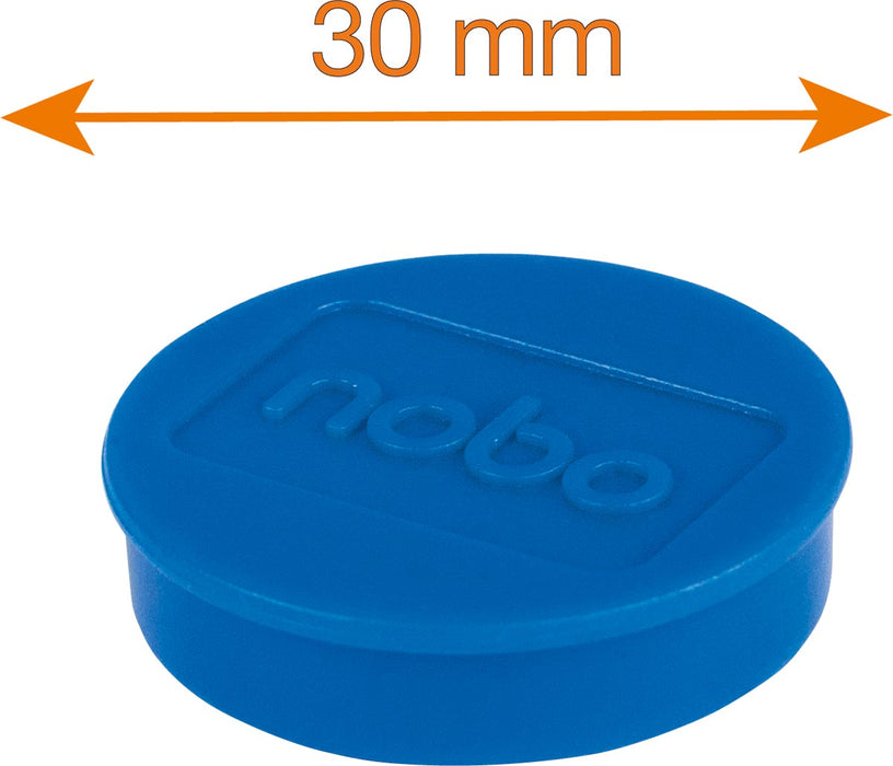 Nobo magneten diameter van 30 mm, blauw, blister van 4 stuks 10 stuks, OfficeTown