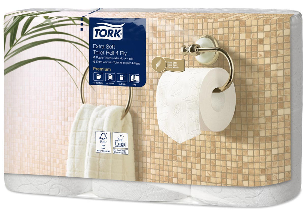 Tork toiletpapier Extra Zacht, 4-laags, systeem T4, 6 rollen