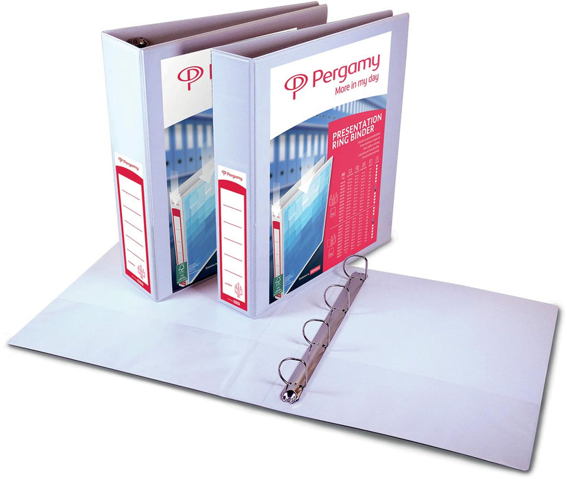 Pergamy personaliseerbare ringmap, ft A4, 2 pochettes, 2 insteektassen, 4 D-ringen van 40 mm, wit 10 stuks, OfficeTown