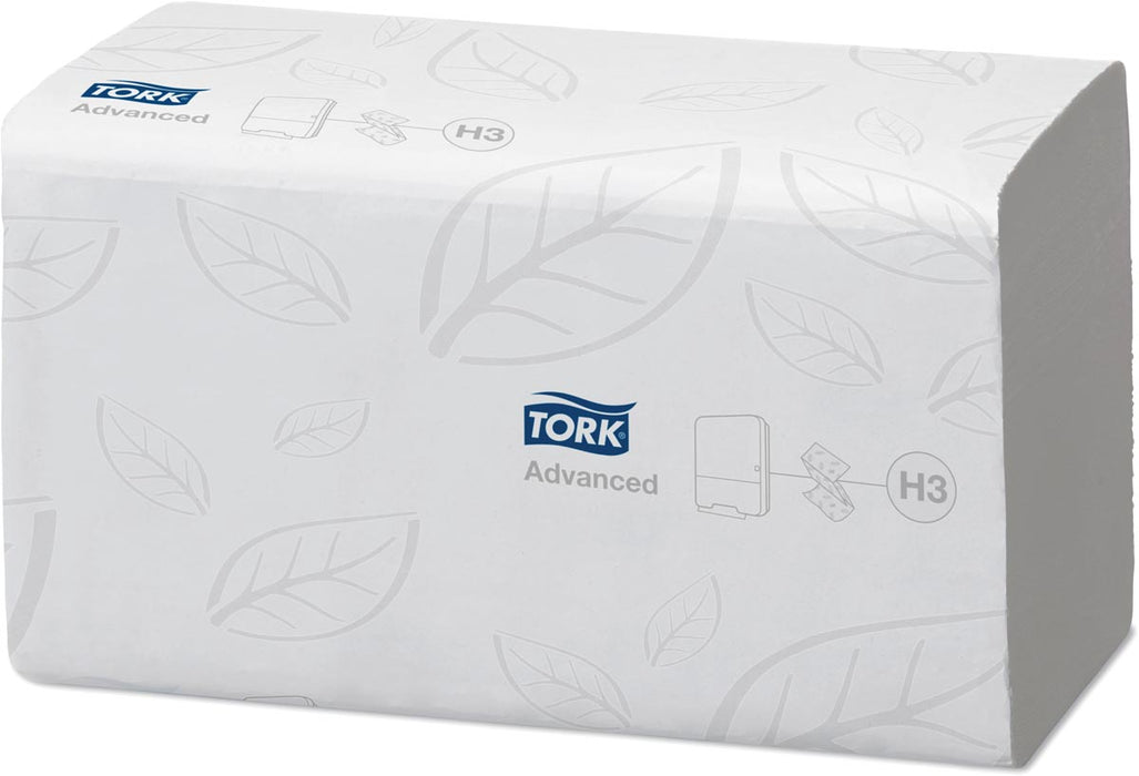 Tork papieren handdoeken Advanced, 2-laags, 250 vellen, systeem H3, wit, pak van 15 stuks