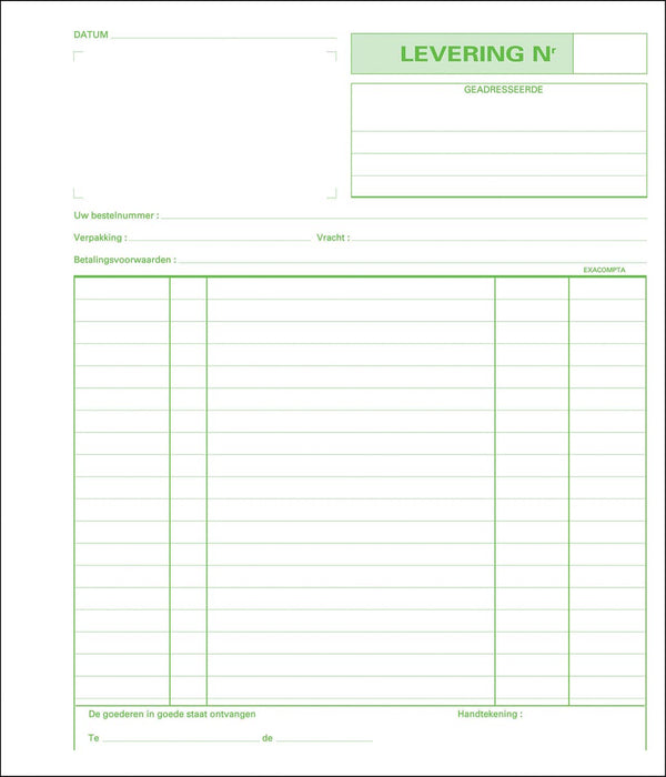 Exacompta leveringen, ft 21 x 18 cm, dupli (50 x 2 vel), Nederlandstalig