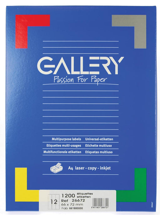 Gallery witte etiketten ft 66 x 72 mm (b x h), ronde hoeken, doos van 1.200 etiketten 5 stuks, OfficeTown