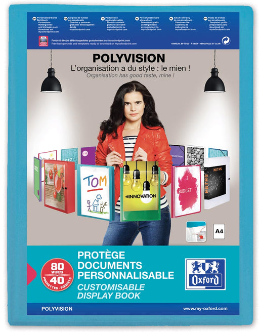 OXFORD Polyvision personaliseerbare presentatiealbum, formaat A4, uit PP, 40 tassen, blauw 12 stuks, OfficeTown