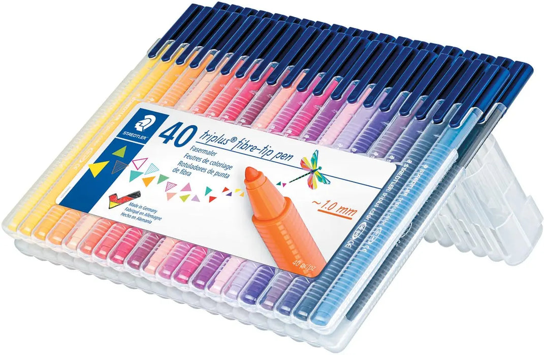 Staedtler viltstiften Triplus Color, 40 stuks in opbergdoos met opstelbare standaard