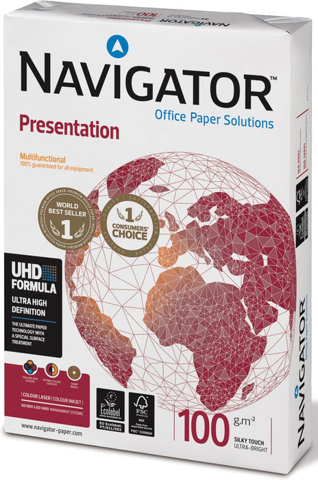 Navigator Presentation presentatiepapier ft A3, 100 g, pak van 500 vel 4 stuks