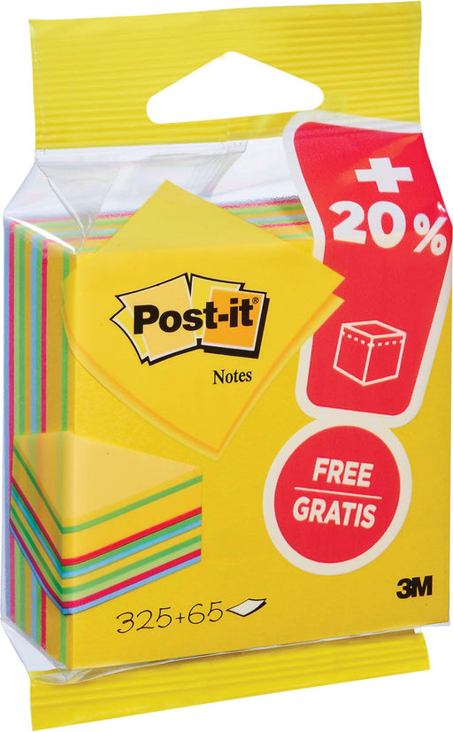 Post-it Notes kubus ft 76 mm x 76 mm, Ultra, blok van 325 + 65 vel gratis, op blister 24 stuks, OfficeTown
