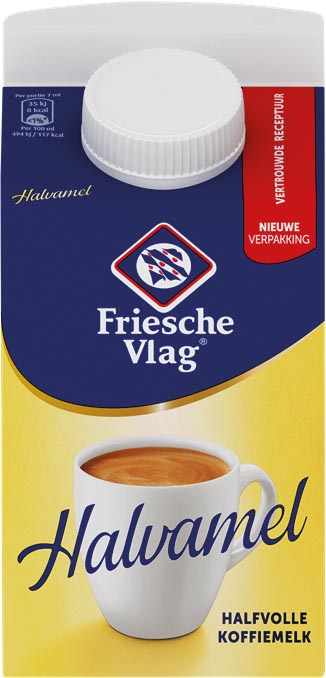 Friesche Vlag Halvamel koffiemelk, 18 stuks, 455 ml pack