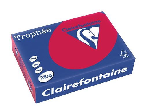Clairefontaine Trophée Intens, gekleurd papier, A4, 210 g, 250 vel, kersenrood 4 stuks, OfficeTown