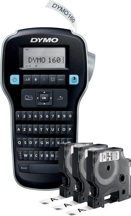 Dymo LabelManager 160 Value Pack: 3 x D1 tape, zwart op wit, 12 mm + 1 x LabelManager 160P, qwerty 6 stuks, OfficeTown