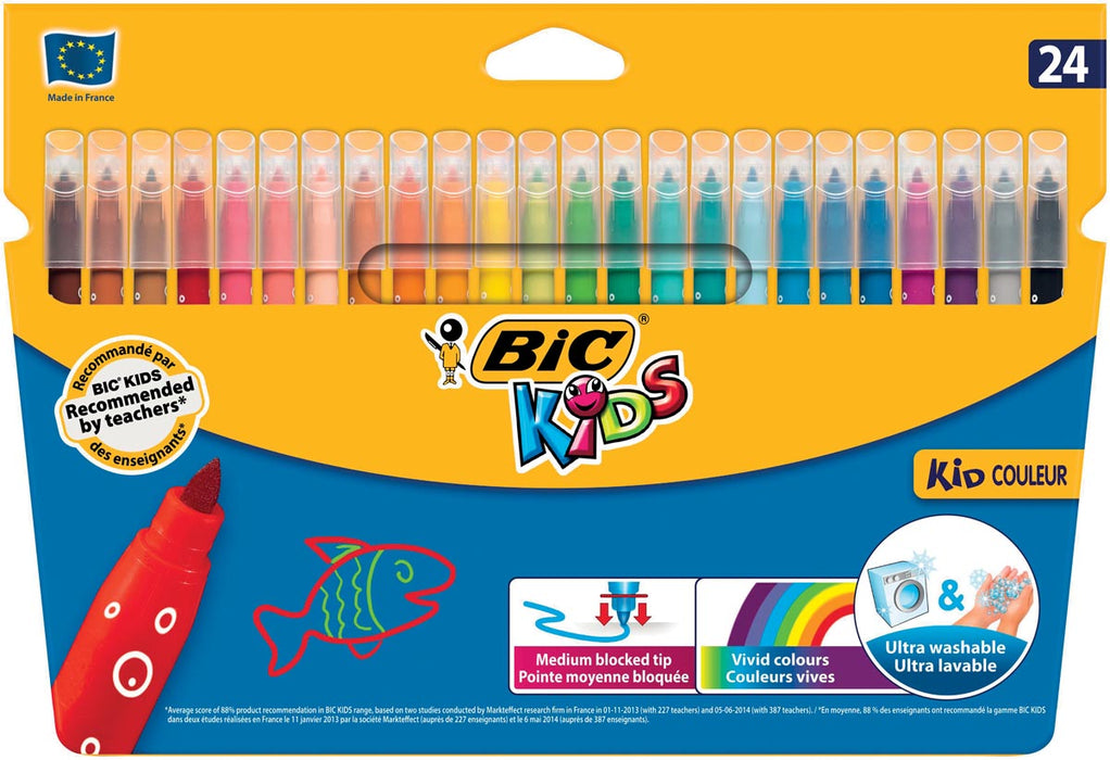 Bic viltstift Kid Couleur 24 stiften met geblokkeerde punt