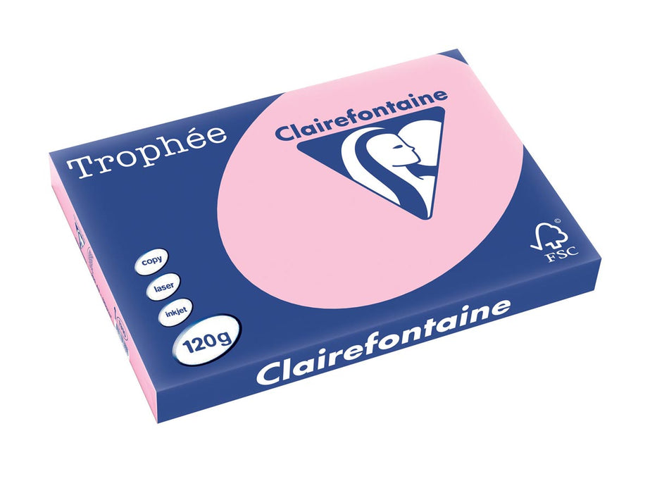 Clairefontaine Trophée Pastel, gekleurd papier, A3, 120 g, 250 vel, roze